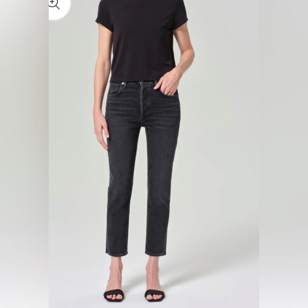 Agolde Riley crop Black Straight-Leg Jeans